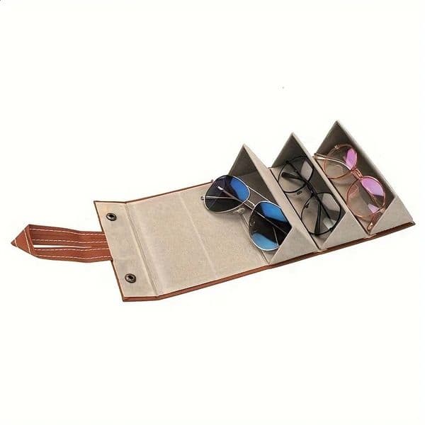 Large Capacity Multi-Compartment Glasses CasePortable Folding Eyeglass Storage Box with Soft Cushioning Padding Compartments 260323BJ