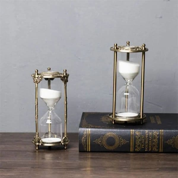 Crafts Embossed Hourglass Timer 15/30 Minutes Vintage Sand Clock Golden Gift Home Ornament Party 250606BJ