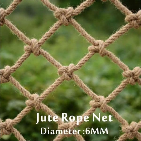 Natural Jute Rope Net Child Safety Net Climbing Garden Stair Protective Fence Mesh Anti Bird Deer Chicken Decoration Ceiling Net 250614BJ