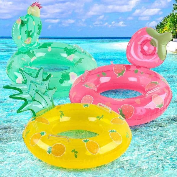 1PC Fruit Shaped Adult Inflatable With Handle Float, Thick Swim Ring, Suitable For Summer Pool Parties Armpit Ring