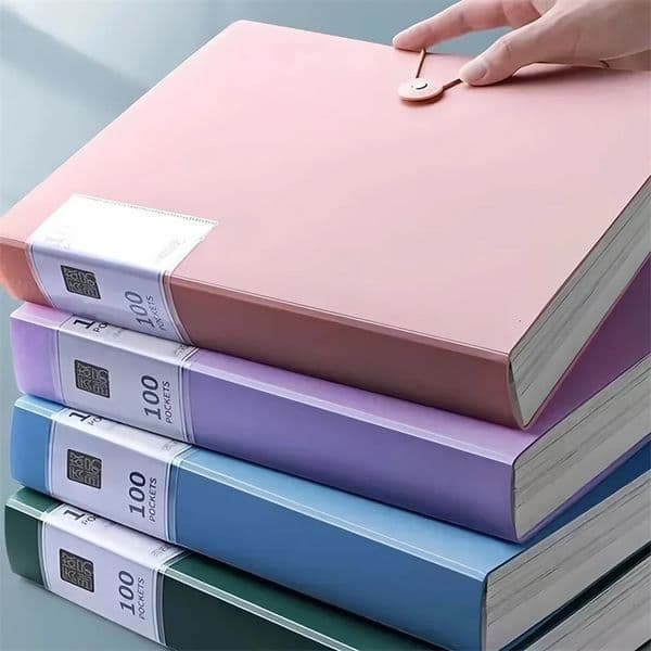 A4 Data Storage Book-100 pages transparent file pocket storage and organization document data sorting book folder 250627BJ