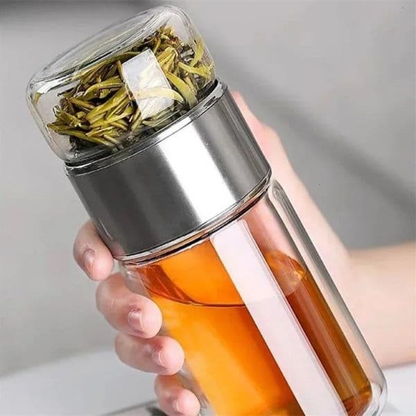 350ML Tea Water Bottle High Borosilicate Glass Double Layer Tea Water Cup Infuser Tumbler Drinkware Water Bottle With Tea Filter 251218BJ