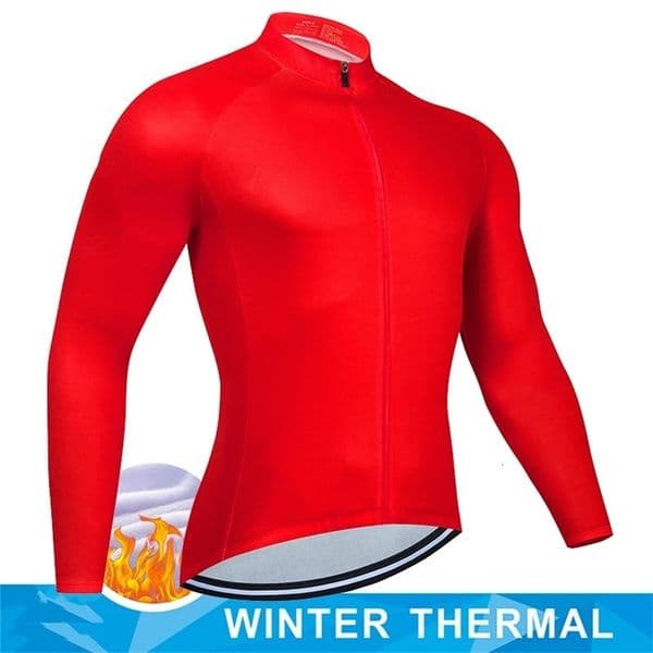 Red Men Winter Thermal Fleece Cycling Jersey Top MTB Bicycle Clothing Long Sleeve Ciclismo Outdoor Warm Cothes Road Bike Uniform 251112BJ