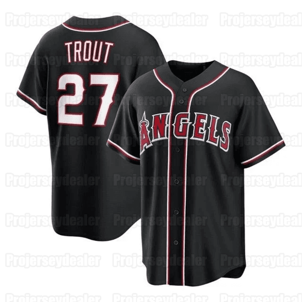 27 Mike Trout 2026 Black Out Angels Jersey Jo Adell Miguel Sano Jorge Soler Aaron Hicks Rendon Logan O'Hopp Adam Frazier