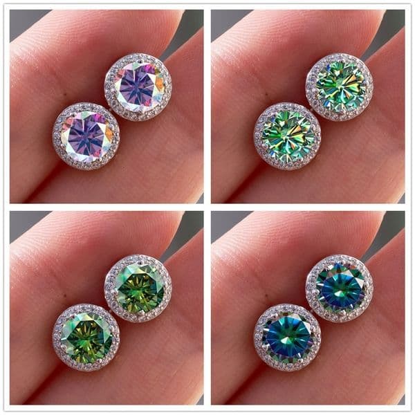 925 Sterling Silver 1 Carat Round Earrings Engagement Wedding Daily Work Party Travel Gift For Women 260409ww