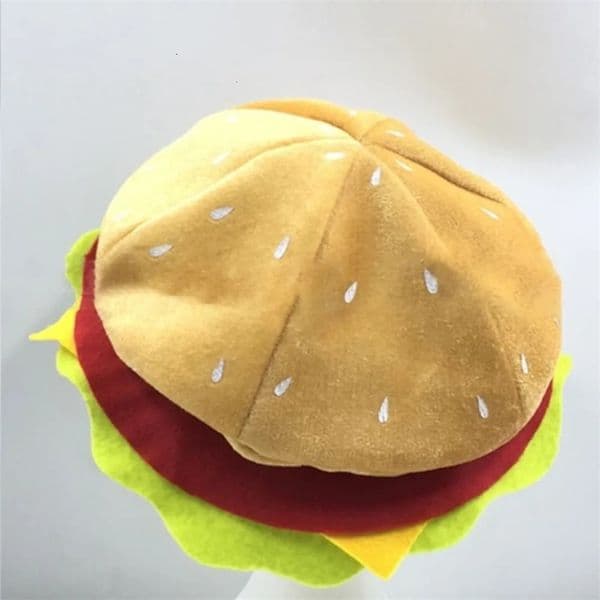 Creative Cheeseburger Shaped Fancy Hat Halloween Costume Hamburger Hat Cute Cospaly Party Food Beret Clothing Accessories 251218BJ