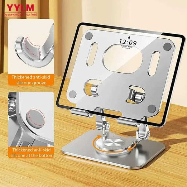 360 Foldable Mobile Phone Holder 360 Degree Rotating Hollowed Tablet Riser Anti Slip Tablet Holder Height Adjustable S26420