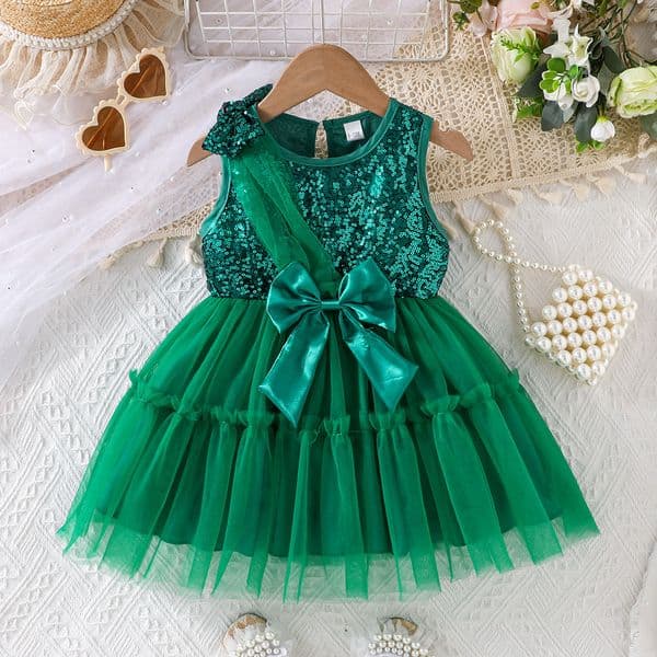 Elegant Women's Evening Gown - Flowy Sleeve Design & Charming Bow Tie Waistband