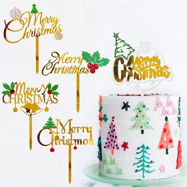 3pcs Acrylic Christmas Tree Deer Snowflake HOHOHO Cake Topperfor Christmas Year Party DIY Cake Dessert 251204BJ