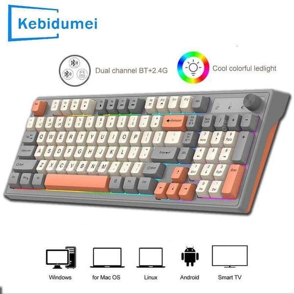 2.4G Wireless Mechanical Feel BT 5.0 Dual Mode With RGB Backlight for Desktop PC Office/Game Keyboard 26L0420