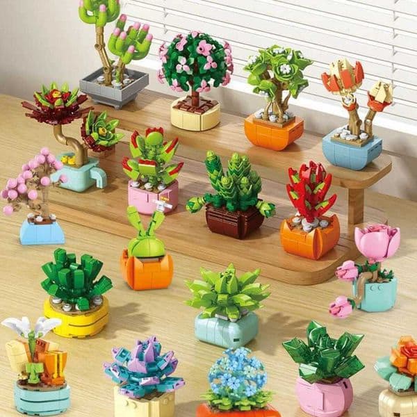 2026 New New Moc Flower Sculpture Potted Model Building Block Diy Eternal Bouquet Home Desk Plant Decorative Bricks Girl Gifts Childrens Toys W241005 Toys 002
