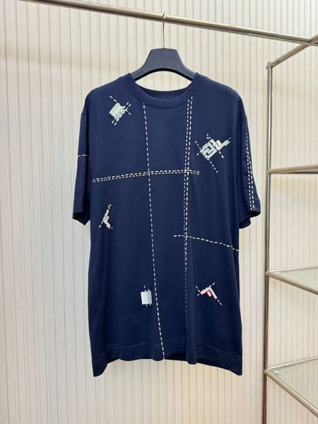 Men's Plus Tees & Polos Round neck embroidered and printed polar style summer wear with street pure cotton 55357