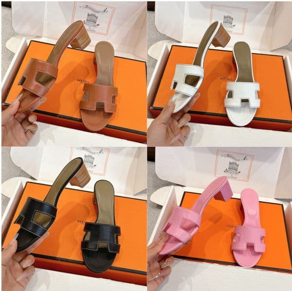 New Women's Oasis High Quality Leather Sandals Designer Sandals Luxury Thick Bottom High Heel Sandals Summer Casual High Heel Slippers Sheepskin Palmprint