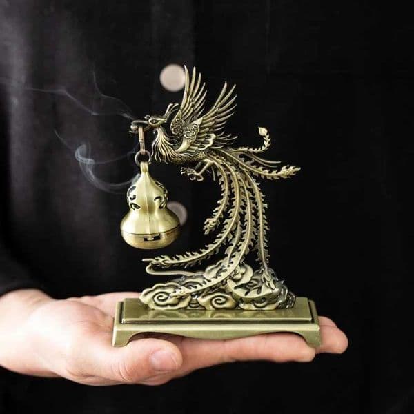 Creative Mini Alloy Phoenix Hanging Incense Burner Incense Holder Yoga Room Indoor Aroma Burners Home Fragrance Decor T260420