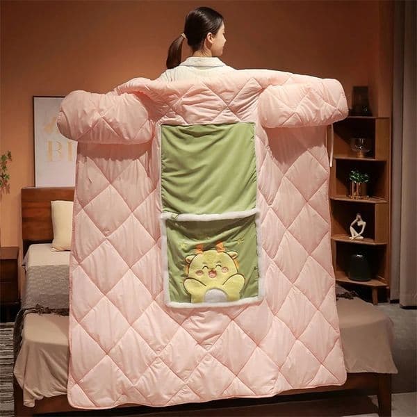 Wearable Blanket Cozy Fleece Warm Wrap Throw with Arms - Sherpa Blanket Hoodie as Gifts for Mom Women Cozy Sweatshirt Blanket 260127BJ