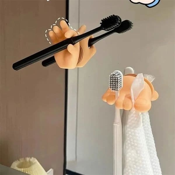 Cute Suction Cup Hook No-Drill Wall Mounted for Bathroom Multi-Purpose Towel Toothbrush Holder Adorable Palm Shape Decor Storage 251229BJ