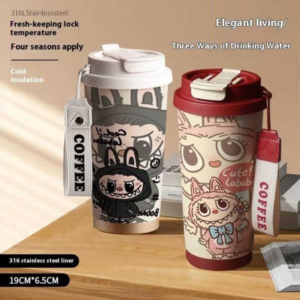 Designer Cup Labubu coffee mug 530Ml Insulated Coffee Couples Stainless Steel Food Grade Long-Lasting Thermos For Students Cute Takeaway Cup Xj250616 Tea 6