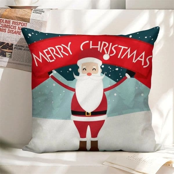 Merry Christmas Pillow Cover 18x18 In Throw Pillowcase Winter Christmas Decorations for Home Santa Claus Sofa Cushion Cover 251107BJ
