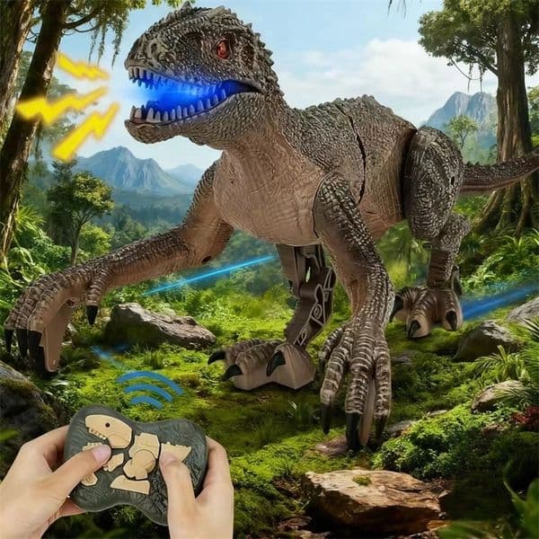 Remote Control Dinosaur Toys Kids Jurassic Dinosaur Simulation Velociraptor Toy With LED Light And Roaring 260326BJ