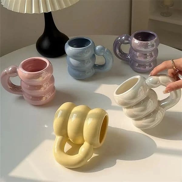 420ml Ceramic Chubby Mug Creative Nordic Coffee Cup Cute Office Afternoon Tea Cloud Mugs Kitchen Drinkware Home Accessories 260228BJ