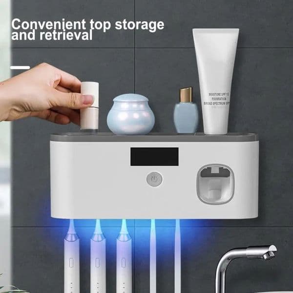 Designer whole day Wall Holder travel For UV Toothbrush Organizer Toothpaste Dispenser USB Rechargeable 5 Slots Bathroom Supplies 241125 Fre 6