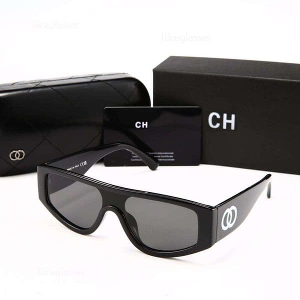 2026 Designer Luxury Sunglasses for Women Oversized Square Acetate Frame UV400 Polarized Interlocking Metal Accent Fashion Eyewear with box