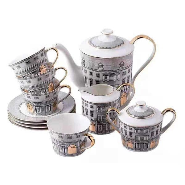 Retro Gorgeous Palace Coffee Cup Teapot Milk Pot Building Series Ceramic Tableware Home Desktop Decoration Ceramic Milk Cup T260420