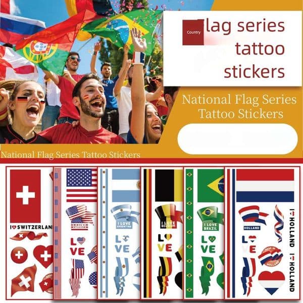 World Cup Football Merchandise Flag Tattoo Multi Country Party Event Disposable Temporary World Cup Football Stickers
