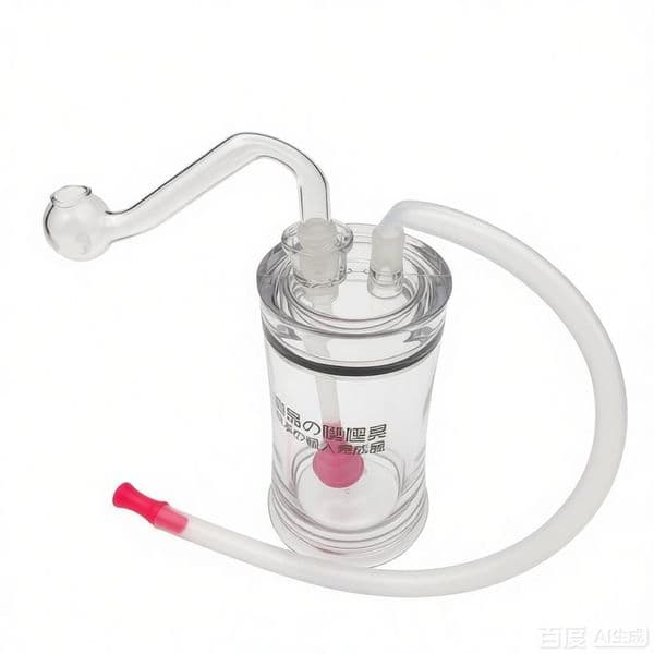 Wholesale Cheap Plastic glass Oil Burner Bubbler Pipe Mini Double Percolator Water Bong Pipes With 10mm male glass oil banger Bowl and Soft Silicone Mouthpiece