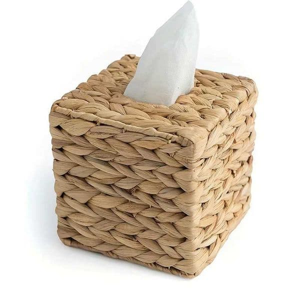 1PC Square woven tissue box water hyacinth woven paper box storage box desktop storage basket H260420
