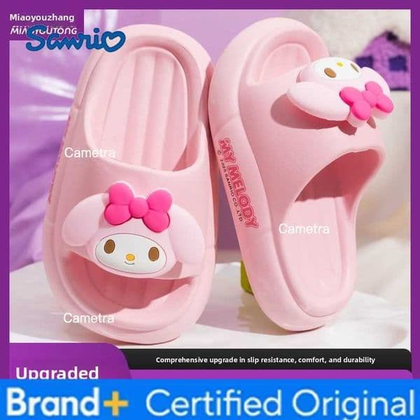 Sanrio New Original girls Kulomi summer bath non-slip childrens princess slippers indoor cartoon cute shoes H260420