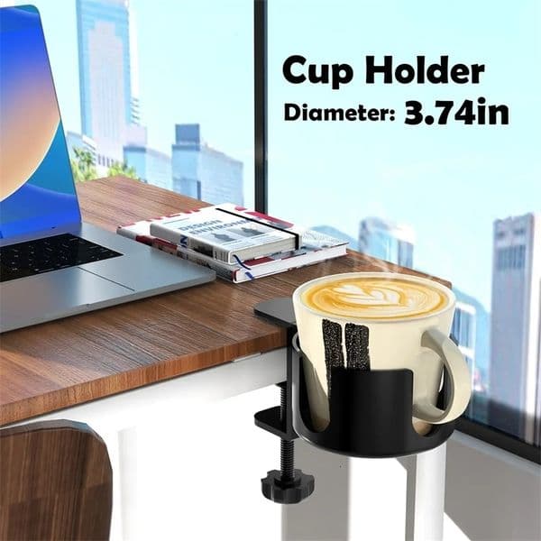 Desk Cup Holder Universal Adjustable Upgraded Arm Clamp Stand for Coffee Mugs Water Bottles 260127BJ