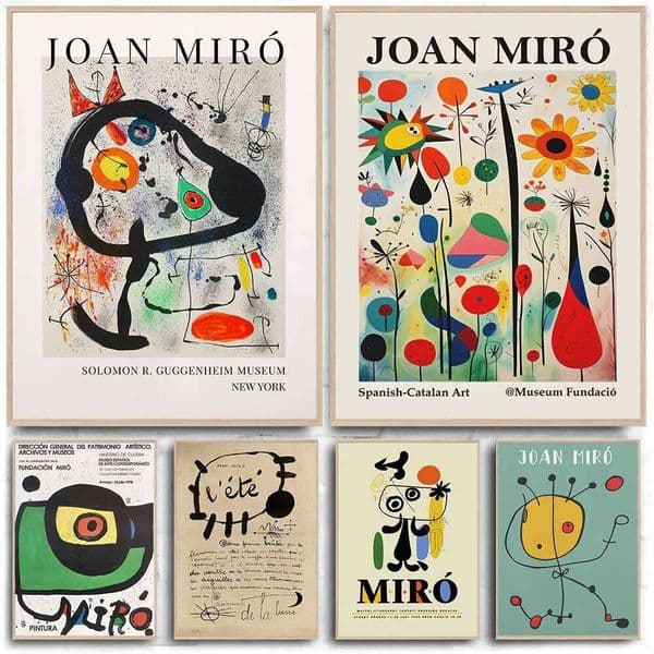Joan Miro Abstract Art Vintage Posters Canvas Painting Print Home Kitchen Bar Cafe Room Wall Decor 26Y0420