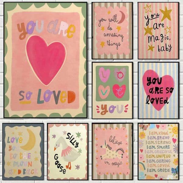 You Are So Fond Love Nursery Canvas Prints Believe in Magic Unicorn Quotes Garden Wall Art Posters Modern Living Room Home Decor 26Y0419