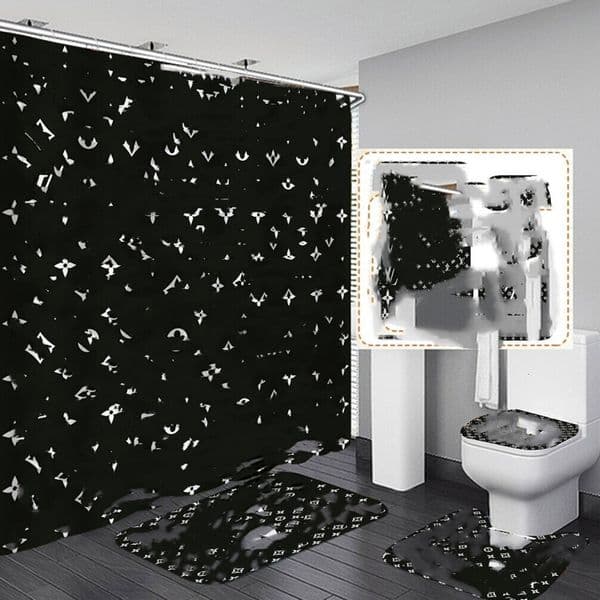 Designer Trend Print Shower Curtains Sets High-Grade Four-Piece Must Suit Bathroom Anti-Peeping Non-Slip Deodorant Bath Toilet Mats Free Shipping 6