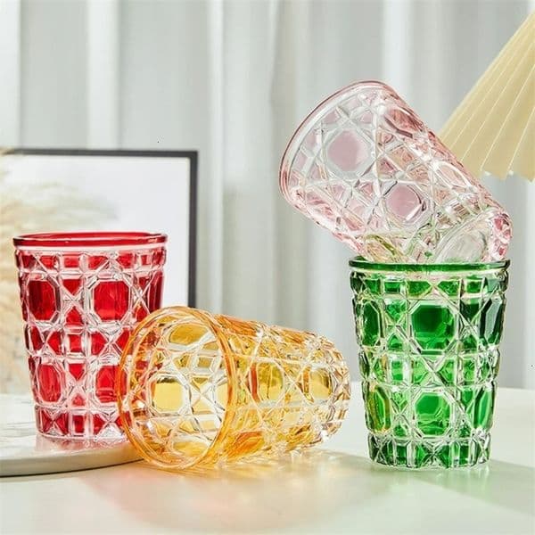 European Style Colorful Crystal Whisky Glass Cup Beer Cup Coffee Latte Mug Household Drinkware Party Restaurant Wine Glasses Cup 260324BJ