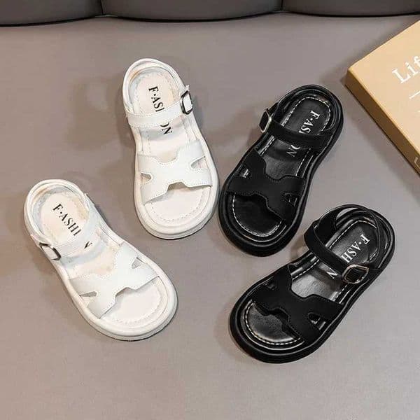 New Summer Girl Sandals Fashion Solid Color Children Causal Versatile Open-toe Beach Shoes Breathable Kids Thick Bottom SandalsT260420