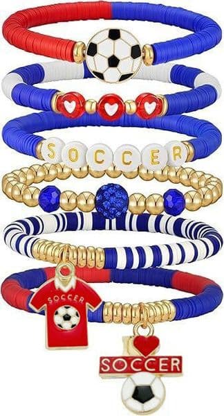 Football Enthusiast's Gift: Sturdy Clay-Soccer Motif Adjustable Bangle