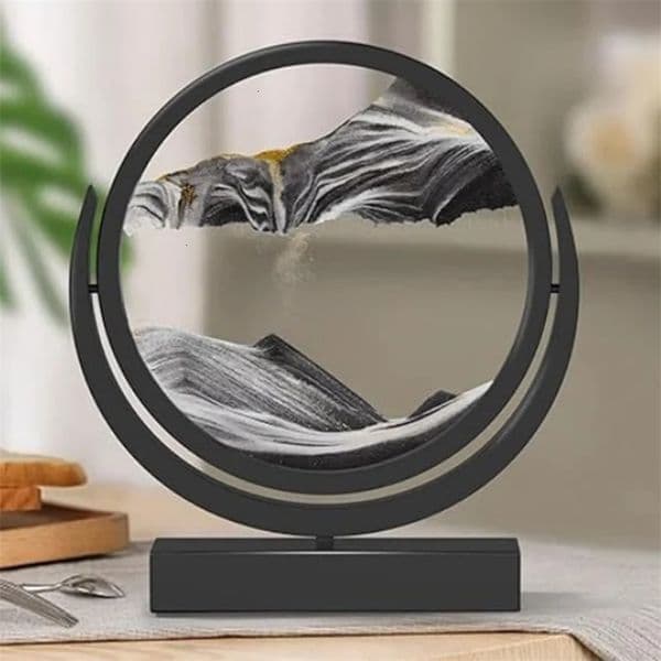 Art Flowing Sand Painting Rotatable Hourglass Picture Black Frame Glass Sand Clock Deep Sea Quicksand Home Decoration Sandglass 250606BJ