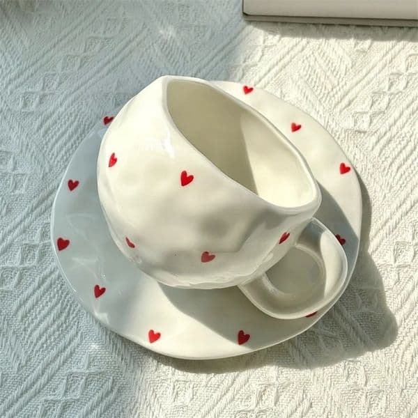 Flower Pattern Coffee Mug Set Painted Ceramic Coffee Cute Girl Water Hand-painted Underglaze Color Mug Gift for Festivel Present 260106BJ