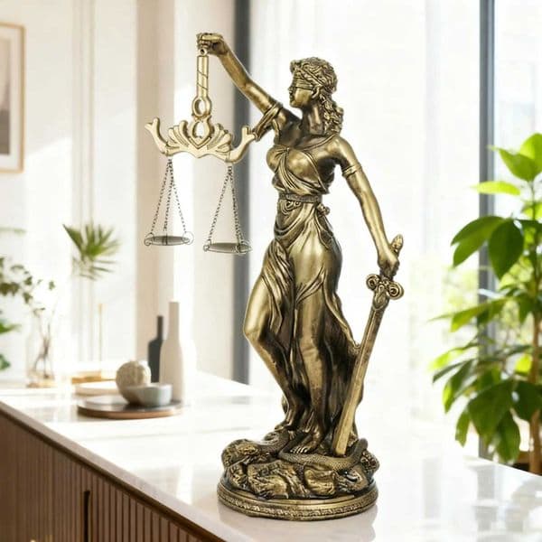 Imitation Copper Sculpture Of The Goddess Of Justice room Desk Resin Ornaments For Home Office Study Living Room Bedroom T260420
