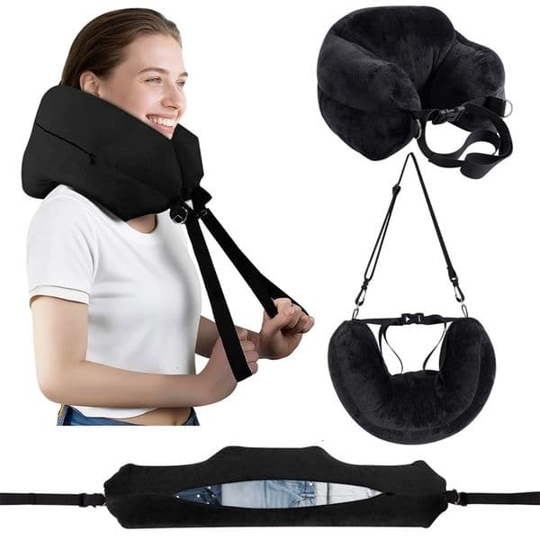 Comfortable Travel Pillow Adjustable U-Shaped Neck Pillow Washable Multi-Functional Fillable Portable Pillow Case for Airplane 260228BJ