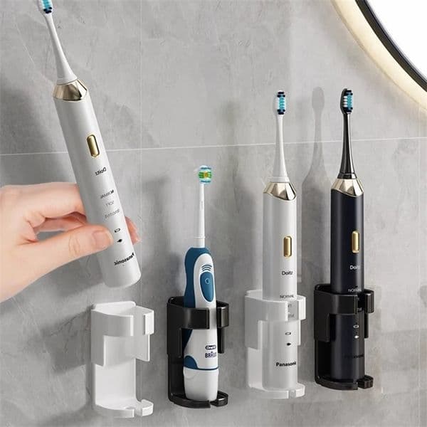 Wall Mounted Toothbrush Holder No Punching Electric Toothbrush Storage Rack Tooth Brush Base Space Saving Bathroom Organizer 260130BJ