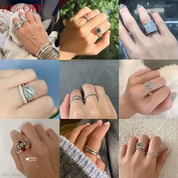 Vintage Silver Twisted Rope Punk Cross Diamond Designer Sizes Personalized Luxury Jewelry Multiple Shapes Couple Ring