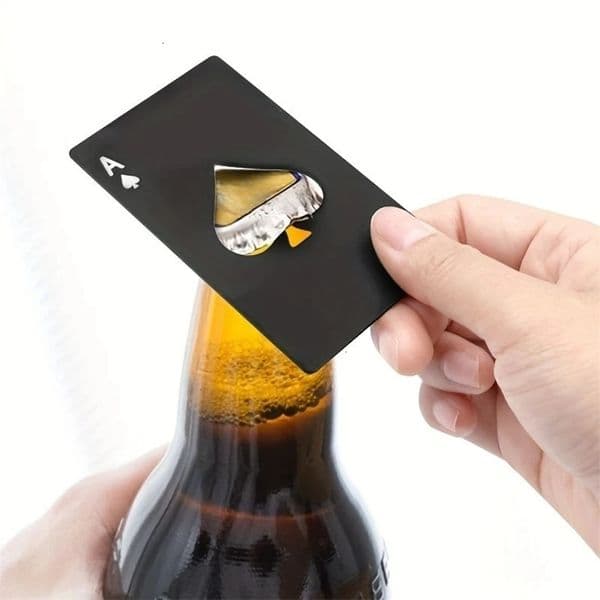Stainless Steel Ace of Spades Poker Card Opener Multipurpose Credit Card Size Beer Bottle Opener Soda Can Be Put in Wallet 250614BJ