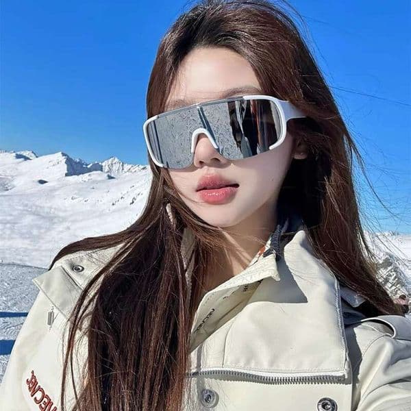 Large Frame Outdoor Cycling Sports Sunglasses for Men and Women, Skiing, Mountaineering, Road Windproof Eye Protection Sunglasses, Trendy Dripiceco