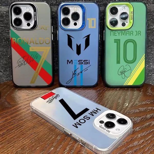 Phone Case Football Team Laser For Iphone Xs 11 12 13 14 16 Pro Max 17 Silver Gray Hard Protective Cover