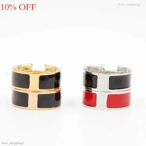 8mm Designer Stainless steel Band Rings Classic Jewelry Women and Men Enamel Ring Lovers Gift With Dust bag