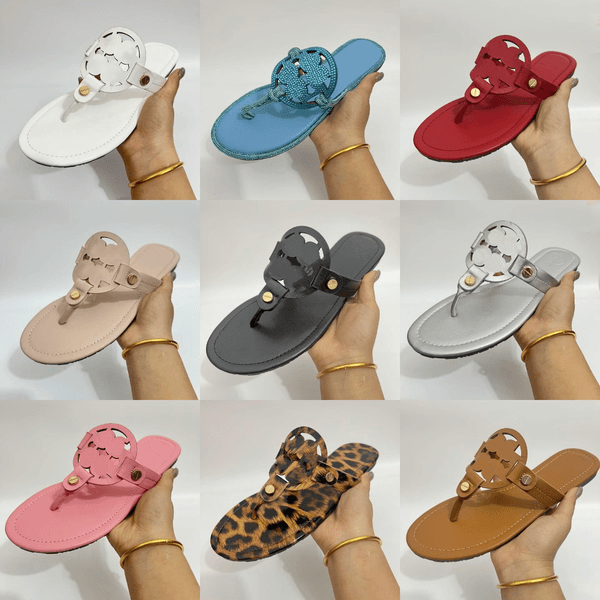 Designer Slippers Mens Slippers Summer Slides Flip Flops Luxury Flat Thick Bottom Embroidered Printed Metal Velcro sliders Women Dress Shoes