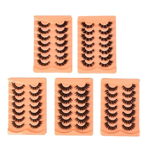 Thick Fluffy 3D Faux Mink Lashes Full Strip, Handmade Reusable False Eyelashes Natural Look, 7 Pairs Set Eyelash Extensions Soft Lightweight Stay All Day